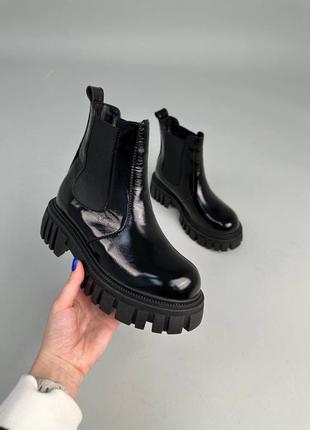 Женские лаковые ботинки челси зимние 35-41р