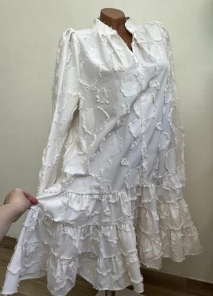 Шикарное платье трапеция молочное миди h&m  s-l10 фото