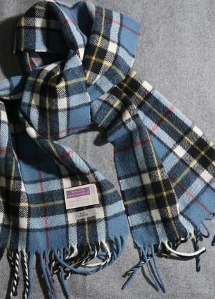 Шарф в клетку тартан blue thomson шерсть highland home industries шотландия 134 см х 26 см