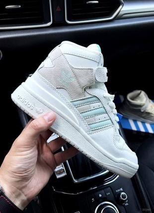 Кроссовки женские adidas forum 84 mid white & sea blue