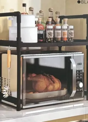 Полка-стеллаж для кухонной утвари с крючками yh-6616-2 универсальная полка для кухни 48х26х49 см