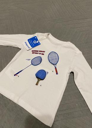 Белый лонг детский лонгслив ковта с длинным рукавом