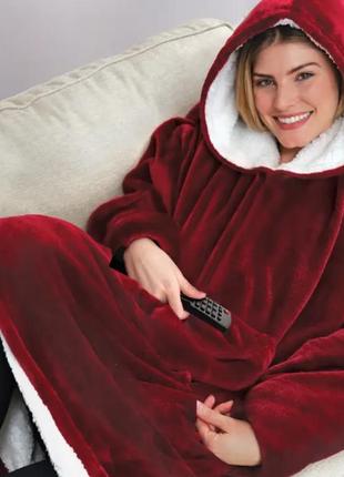 Толстовка плед з капішоном та рукавами