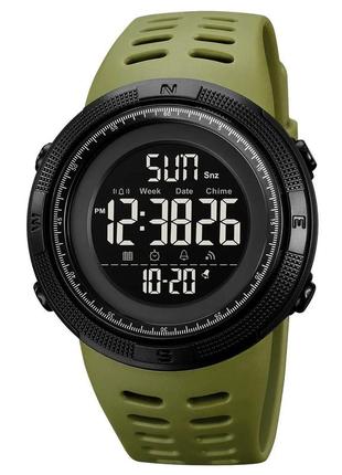 Часы наручные мужские skmei 2070ag army green, армейские часы противоударные. цвет: зеленый