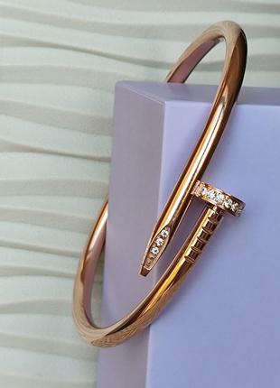 Браслет в стилі картье cartier медична сталь гвоздь цвях stainless steel з камінцями