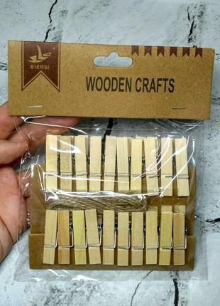 Декоративні дерев'яні прищіпки 3,5 см 20 шт 841