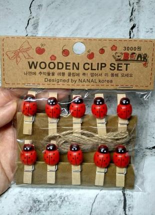 Декоративні дерев'яні прищіпки 3,5 см 10 шт сонечки 839