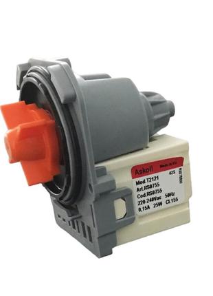 Насос 25w askoll t2121 для пральної машини (3 засувки, фішка назад)