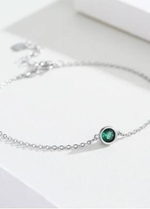 Серебряный браслет с изумрудным фианитом