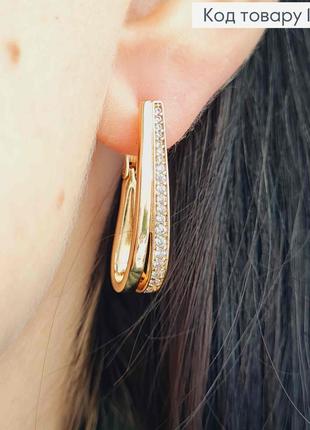 Серьги овальные украшены яркими камешками, 2,7см, английская застежка, xuping 18к.