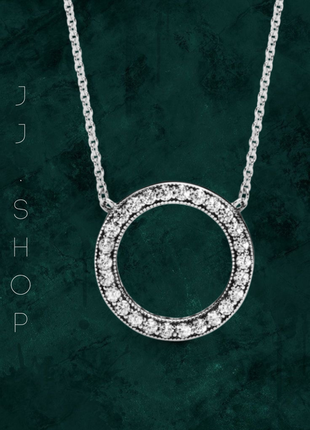 Серебряное колье «сердца» пандора 590514cz