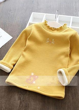 Утепленная кофта для девочки cat желтая