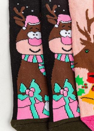 Комплект жіночих шкарпеток новорічних 3 пари, колір чорний, помаранчевий, світло-рожевий, 151r2723 фото