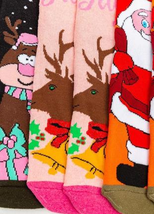 Комплект жіночих шкарпеток новорічних 3 пари, колір чорний, помаранчевий, світло-рожевий, 151r2724 фото