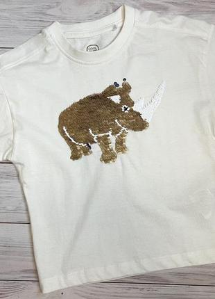 Футболка cool club "носоріг" з паєтками, 98 cm