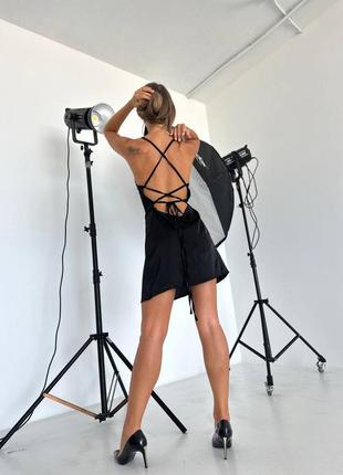 ❤️ шикарное шелковое платье черное черное, черное женское, шуршащее, платье-мона мини черн...