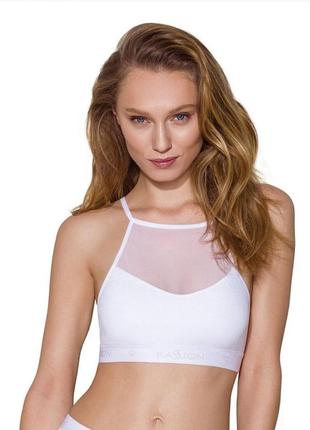 Спортивный топ с прозрачной вставкой ps006 top white m - passion