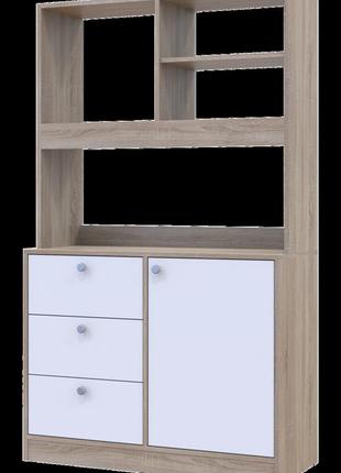 Стеллаж кухонный этажерка лея дуб сонома белый 100х43х171 мини-кухня. система хранения для кухни шкаф комод1 фото