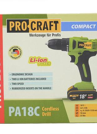 Шуруповерт procraft pa18c compact 9