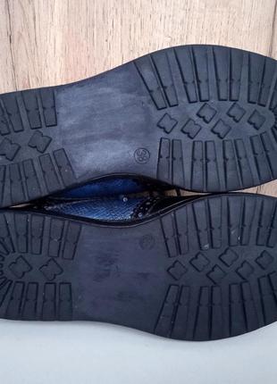 Удобные кожаные туфли, деми оксфорды, женские броги синие, весна осень, р. 37-38