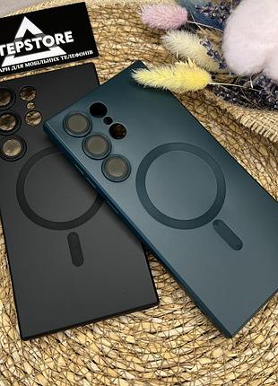 Чехол для samsung s23 ultra с линзами на камеру magsafe силиконовый противоударный магнитный