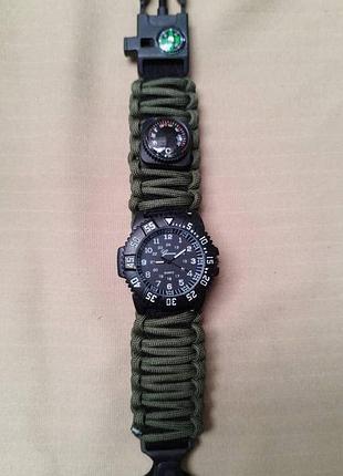 Тактичний годинник з браслетом із паракорду  survival paracord