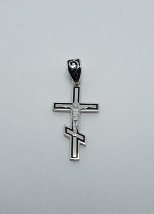Крестик серебряный с эмалью 126 126чёрный