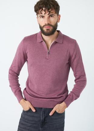 Кофта з коміром поло на замку м рожевий (polo-m-pink)