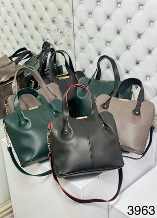 Женская стильная и качественная сумка из искусственной кожи зеленая8 фото