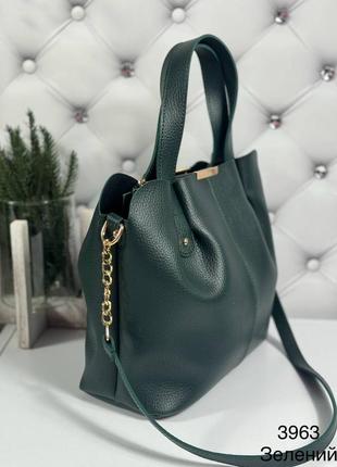 Женская стильная и качественная сумка из искусственной кожи зеленая5 фото