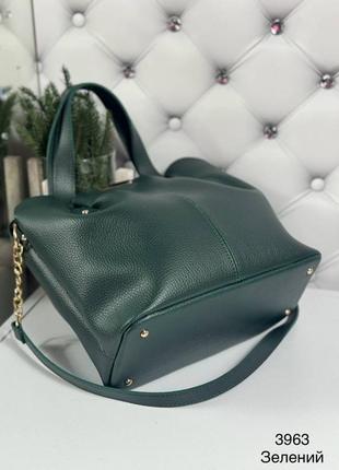 Женская стильная и качественная сумка из искусственной кожи зеленая6 фото