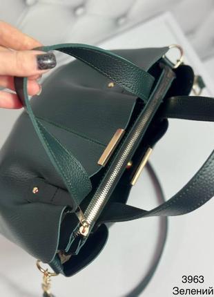 Женская стильная и качественная сумка из искусственной кожи зеленая7 фото