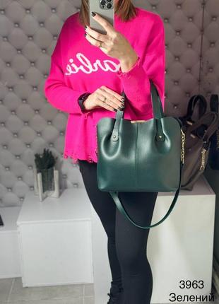 Женская стильная и качественная сумка из искусственной кожи зеленая2 фото