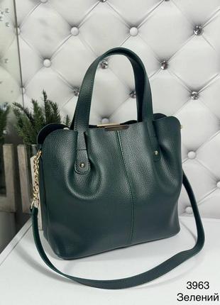 Женская стильная и качественная сумка из искусственной кожи зеленая4 фото