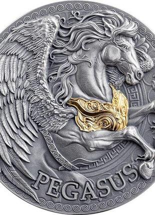 Серебряная монета пегас. великая греческая мифология. 1 унция, античная отделка, 1000 франков, камерун, 2024 г