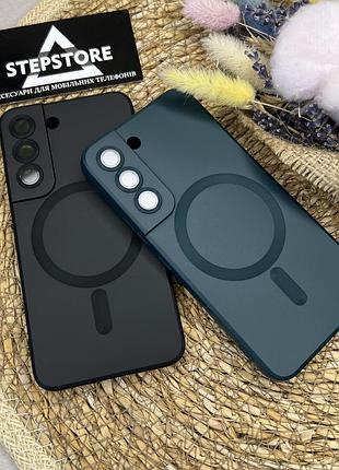 Чехол для samsung s22 (s901) с линзами на камеру magsafe силиконовый противоударный магнитный