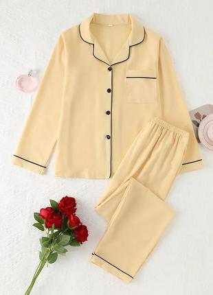 Красивая женская пижама желтого цвета размера s m пижамный комплект одежда для дома