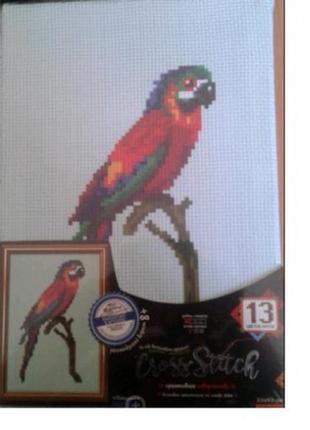 Вишивка хрестиком на канві на дерев яному підрамнику cross stitch vкв-02-01 папуга