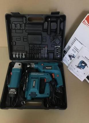 Комплект makita 3 в 1 дриль, лобзик, болгарка / макіта три в одному