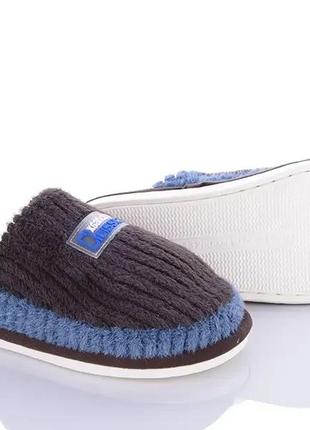 Теплые мужские комнатные тапки синие мужские теплые тапочки 40