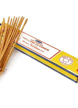 Satya yellow flower индийские ароматические палочки благовонии с приятным ароматом жёлтый цветок 15 г