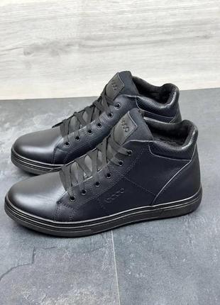 Чоловічі зимові шкіряні черевики e-series black