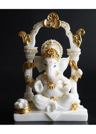 Статуэтка ганеш белого цвета из полистоуна статуя для интерьера статуя индийские боги статуэтка ганеша