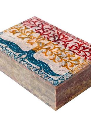 Скринька з натурального каменю з малюнком шкатулка ручна робота шкатулка для прикрас кам'яна