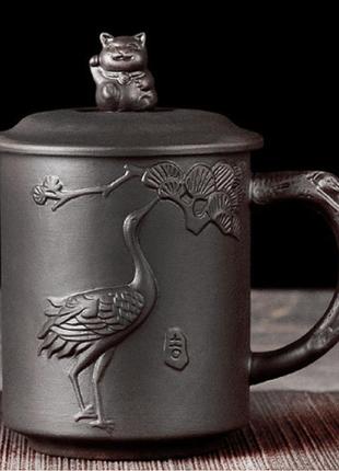 Чашка с исинской глины для заварки чая чашка заварочная с крышкой кот ёмкость 350 мл
