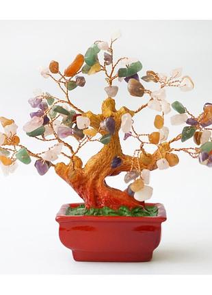 Дерево счастя з камінням мікс маленькое декоративное настольное дерево с камнями дерево счастья