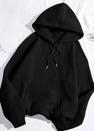 Худі чорне поліестер оверсайз із капюшоном, xxл (толстовка)
