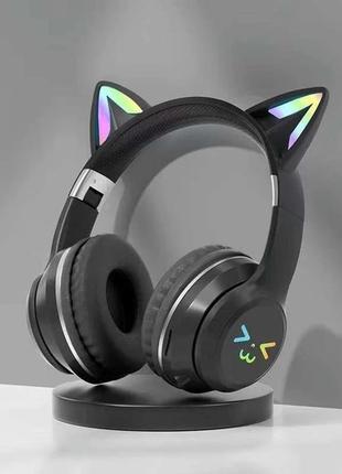 Беспроводные игровые наушники с подсветкой и кошачьими ушками cateye bluetooth black