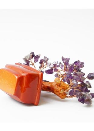 Дерево счастья с камнями аметист маленькое декоративное настольное дерево с камнями...