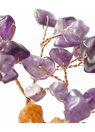 Дерево счастья с камнями аметист маленькое декоративное настольное дерево с камнями...